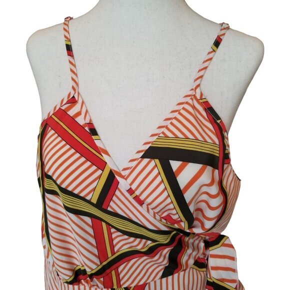 Wrap Shirt Tank Blouse Sleeveless Curvy  Size XL  12-14 Womens Geometric Peplum - Picture 2 of 16